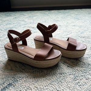 Steve Madden Tan Platform Espadrille Sandals with Ankle Strap